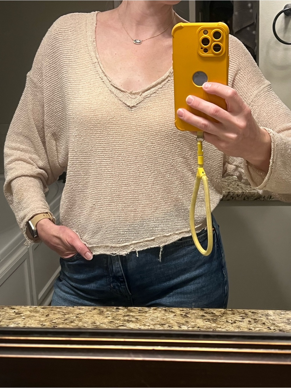Urban Outfitters Lightweight Beige V-Neck Sweater